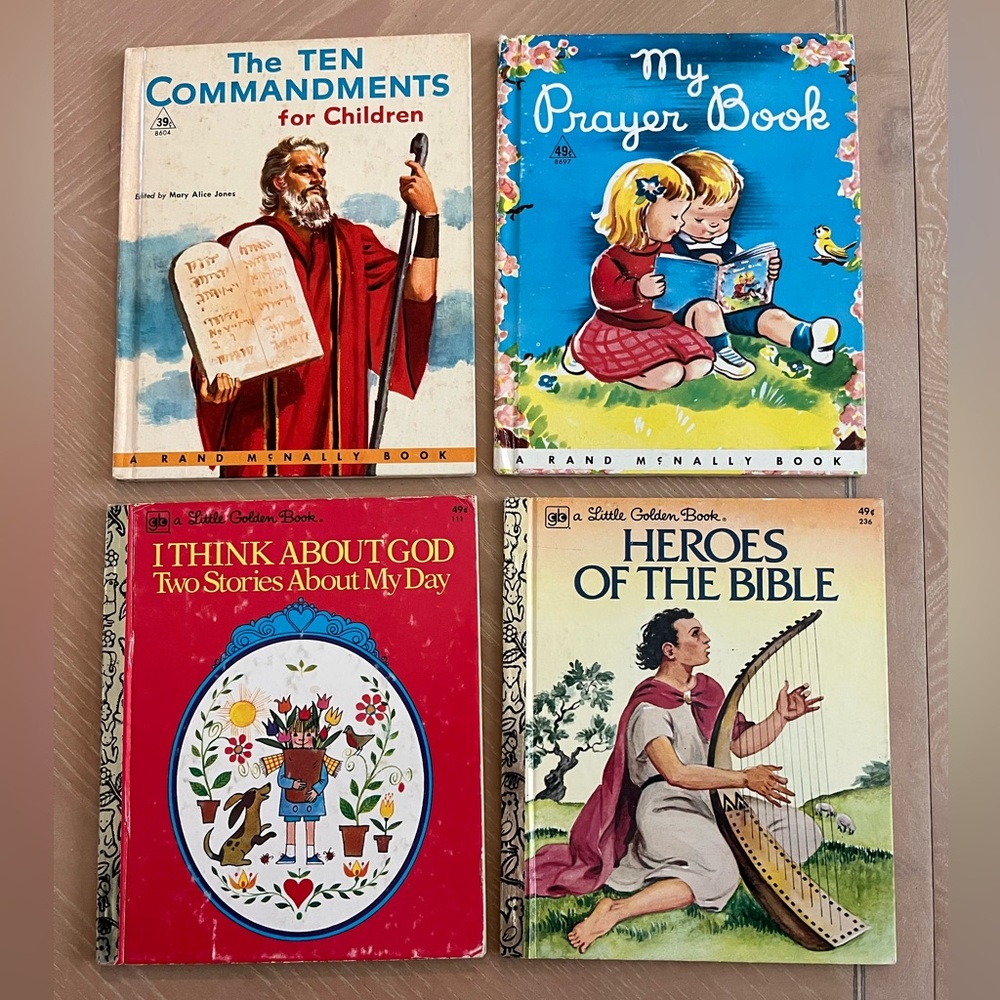 Set of 4 vintage religious children’s books from the 1970s.